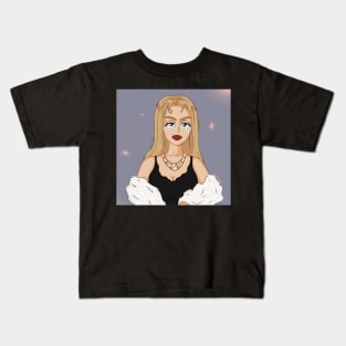 portrait woman illustration aesthetic gold goddess hollywood star Kids T-Shirt